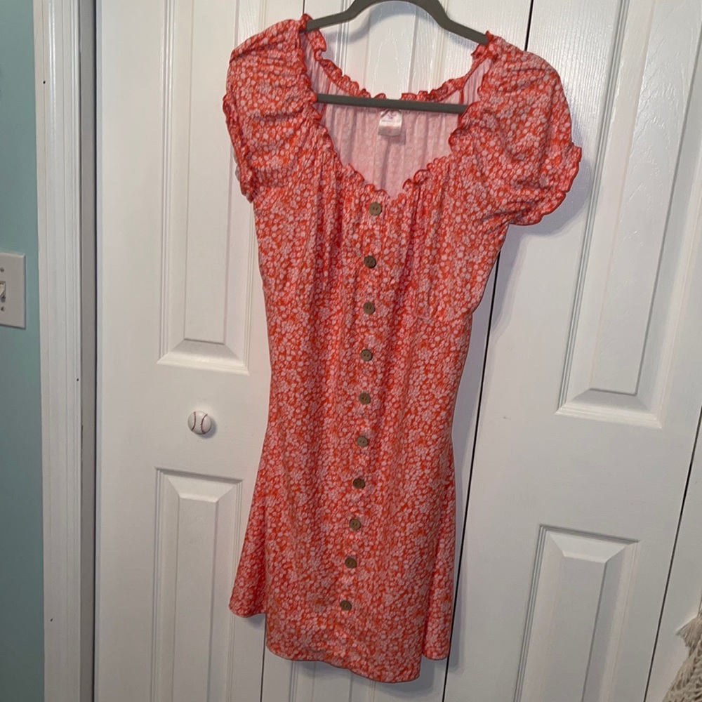 No Boundaries Floral Button-Down Dress in Red and White